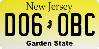 NJ license plate D06OBC
