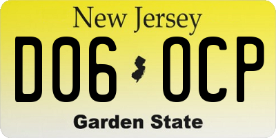 NJ license plate D06OCP