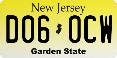 NJ license plate D06OCW