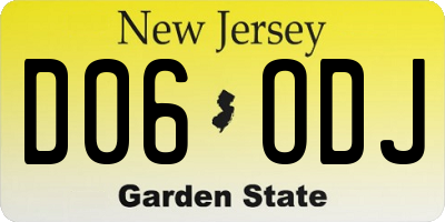 NJ license plate D06ODJ