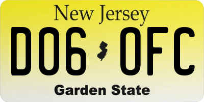 NJ license plate D06OFC