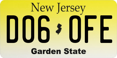 NJ license plate D06OFE