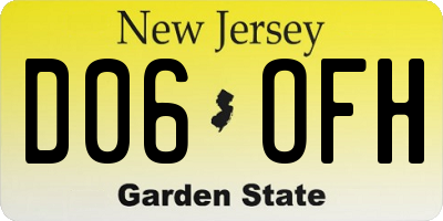 NJ license plate D06OFH