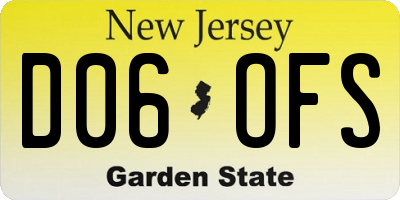 NJ license plate D06OFS