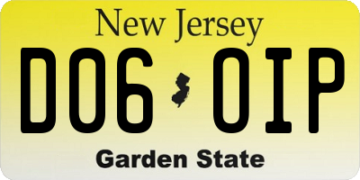 NJ license plate D06OIP