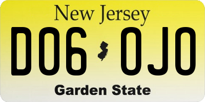 NJ license plate D06OJO