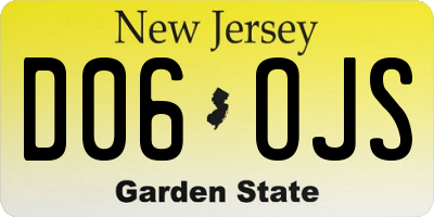 NJ license plate D06OJS