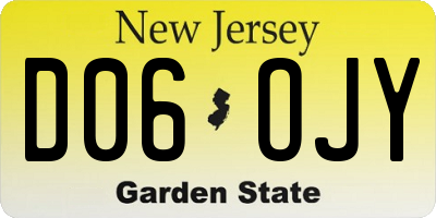 NJ license plate D06OJY