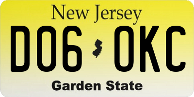 NJ license plate D06OKC