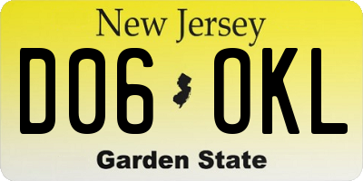 NJ license plate D06OKL