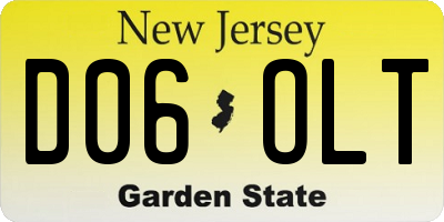 NJ license plate D06OLT