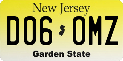 NJ license plate D06OMZ