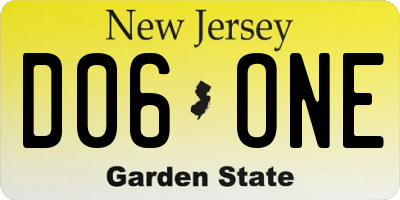 NJ license plate D06ONE