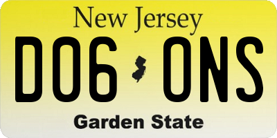 NJ license plate D06ONS