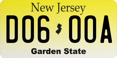 NJ license plate D06OOA