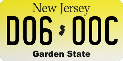 NJ license plate D06OOC