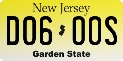 NJ license plate D06OOS