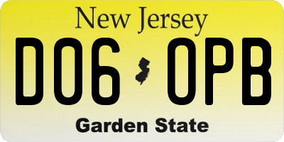 NJ license plate D06OPB