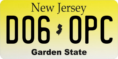 NJ license plate D06OPC
