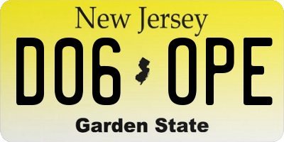 NJ license plate D06OPE