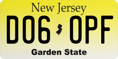 NJ license plate D06OPF