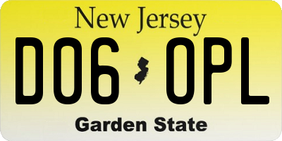 NJ license plate D06OPL