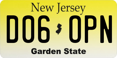 NJ license plate D06OPN