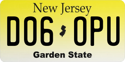 NJ license plate D06OPU