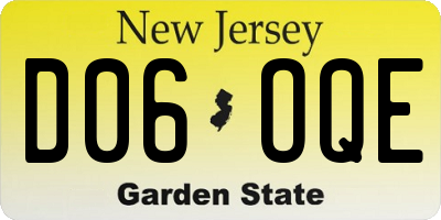 NJ license plate D06OQE