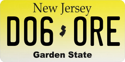NJ license plate D06ORE