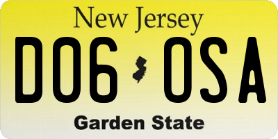 NJ license plate D06OSA