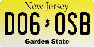 NJ license plate D06OSB