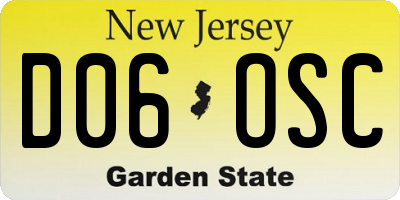 NJ license plate D06OSC