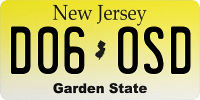 NJ license plate D06OSD
