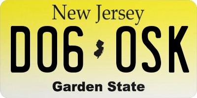NJ license plate D06OSK