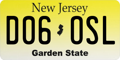 NJ license plate D06OSL