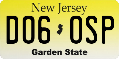 NJ license plate D06OSP