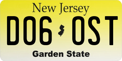 NJ license plate D06OST