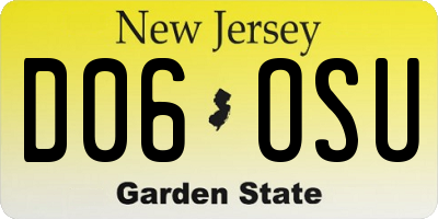 NJ license plate D06OSU