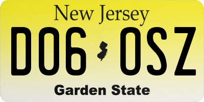 NJ license plate D06OSZ