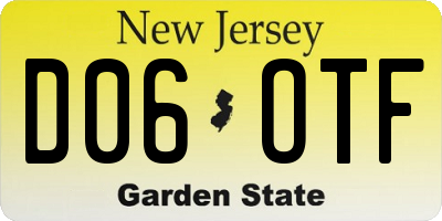 NJ license plate D06OTF