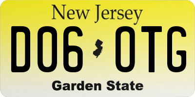 NJ license plate D06OTG