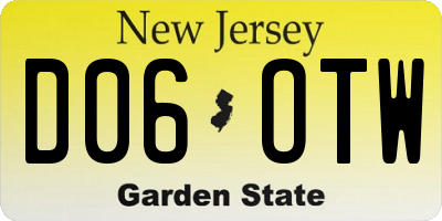 NJ license plate D06OTW