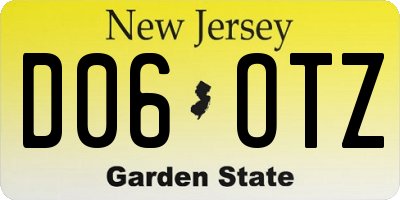 NJ license plate D06OTZ