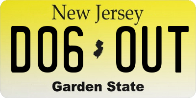 NJ license plate D06OUT