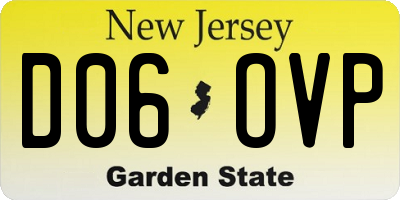 NJ license plate D06OVP