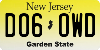 NJ license plate D06OWD