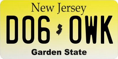 NJ license plate D06OWK