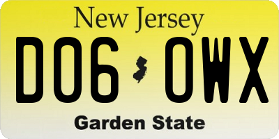 NJ license plate D06OWX