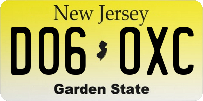 NJ license plate D06OXC